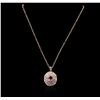 Image 1 : 14KT Rose Gold 2.16ct Tourmaline and Diamond Pendant With Chain
