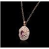Image 3 : 14KT Rose Gold 2.16ct Tourmaline and Diamond Pendant With Chain