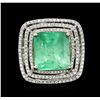 Image 1 : 14KT White Gold GIA Certified 10.50ct Emerald and Diamond Ring