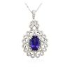 Image 2 : 18KT White Gold 3.96ct Tanzanite and Diamond Pendant With Chain
