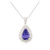 Image 2 : 14KT White Gold 3.34ct Tanzanite and Diamond Pendant With Chain