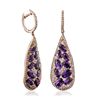 Image 2 : 14KT Rose Gold 4.90ctw Amethyst and Diamond Earrings