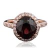 Image 1 : 14KT Rose Gold 4.49ct Red Zircon and Diamond Ring