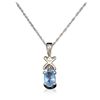 Image 1 : 14KT White Gold 0.50ct Topaz Pendant With Chain