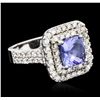 Image 2 : 14KT White Gold 2.30ct Tanzanite and Diamond Ring