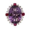 Image 1 : 14KT White Gold 9.01ct Amethyst, Ruby and Diamond Ring