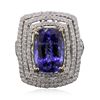 Image 1 : 14KT Yellow and White Gold 8.13ct Tanzanite and Diamond Ring