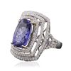 Image 2 : 14KT Yellow and White Gold 8.13ct Tanzanite and Diamond Ring