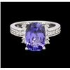 Image 1 : 14KT White Gold 3.63ct Tanzanite and Diamond Ring