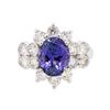 Image 1 : 14KT White Gold 4.14ct Tanzanite and Diamond Ring