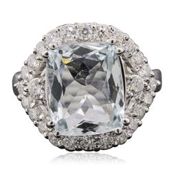 14KT White Gold 4.70ct Aquamarine and Diamond Ring