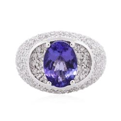 14KT White Gold 2.70ct Tanzanite and Diamond Ring