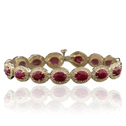 14KT Yellow Gold 12.90ctw Ruby and Diamond Bracelet