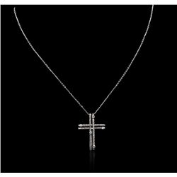 14KT White Gold 0.93ctw Diamond Cross Pendant With Chain