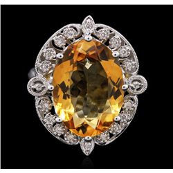 14KT White Gold 9.70ct Citrine and Diamond Ring