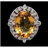 Image 1 : 14KT White Gold 9.70ct Citrine and Diamond Ring