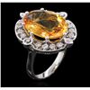 Image 3 : 14KT White Gold 9.70ct Citrine and Diamond Ring