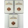 Image 1 : ( 3 ) 1958-D LINCOLN CENTS, NGC MS-66 RED