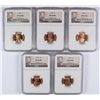 Image 1 : LOT OF ( 5 ) 1944 LINCOLN CENTS, NGC MS-66 RED