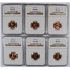 Image 1 : LOT OF ( 6 )  1957-D LINCOLN CENTS, NGC MS-66 RED