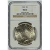 Image 1 : 1924 PEACE SILVER DOLLAR, NGC MS-66  NICE WHITE COIN!