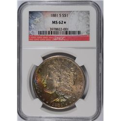 1881-S MORGAN DOLLAR NGC MS-62 (STAR) NICE TONING