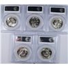 Image 2 : LOT OF ( 5 ) 1957 FRANKLIN HALF DOLLARS, PCGS MS-63