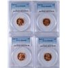 Image 1 : LOT OF ( 4 ) 1957-D LINCOLN CENTS, PCGS  MS-66 RED