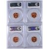 Image 2 : LOT OF ( 4 ) 1957-D LINCOLN CENTS, PCGS  MS-66 RED