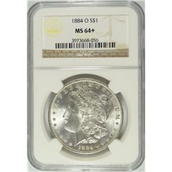 1884-O MORGAN SILVER DOLLAR, NGC MS-64+ BLAST WHITE