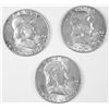 Image 1 : ( 3 ) 1954 FRANKLIN HALF DOLLARS, CHOICE BU