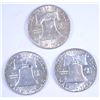 Image 2 : ( 3 ) 1954 FRANKLIN HALF DOLLARS, CHOICE BU