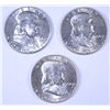 Image 1 : ( 3 ) 1956 FRANKLIN HALF DOLLARS, CHOICE BU
