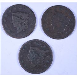 U.S. LARGE CENTS: 1831-GOOD, 1833-VG AND 1816-AG