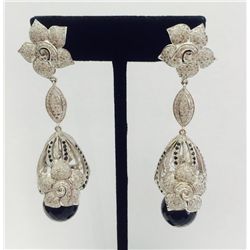 Gold & Sterling Silver Earring with Diamond & Natural Stone