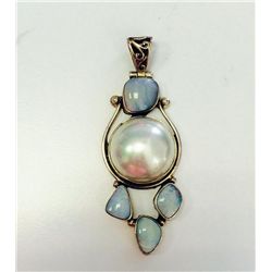 Sterling Silver .925 Opal & Shell Pendant mix sizes 15.25g Dim.22x60mm