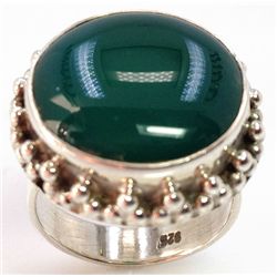 Sterling Silver .925 Green Agate Ring