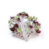 Image 1 : Silver Plated Garnet & Peridot Broach ctw