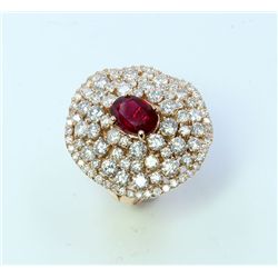 GIA RUBY 2.16CT,   18K R/G RING 14.57GRAM / DIAMOND 2.76CT