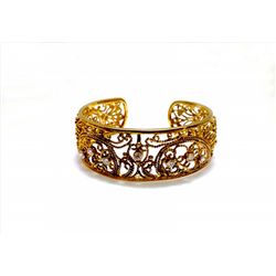 Sterling Silver .925 Filigree CZ Cuff Bangle