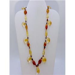 262.52 ct Citrine Quartz Necklace faceted & cabochon