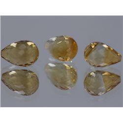 Citrine Briollete set of 3 Loose Stones