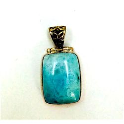 Sterling Silver .925 Turquoise Pendant 9.99g 18x25mm