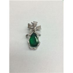 6.84 ct Emerald Brilliant Cut Pear Shaped Pendant