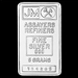 5 gram Johnson Matthey Silver Bar (Logo Back) .999 Fine