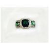 Image 1 : TSAVORITE 0.62CT / CROME TOURMALINE 1.46CT,   14K W/G RING 5.86GRAM / DIAMOND RD 0.49CT