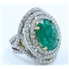 Image 2 : EMERALD OVAL 8.68CT, 14K W/Y/G RING 17.55GM / DIAMOND 3.68CT