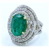 Image 3 : EMERALD OVAL 8.68CT, 14K W/Y/G RING 17.55GM / DIAMOND 3.68CT