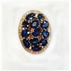 Image 1 : BLUE SAPPHIRE OVAL 5.25CT, 14K R/G RING 7.19GRAM / DIAMOND RD 0.39CT