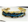 Image 1 : Sterling Silver .925 over Gold Plated Turquoise Bracelet  68.84g